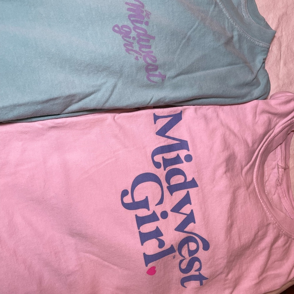 (2) Midwest Girl Short Sleeve Tee - Pink and Blue